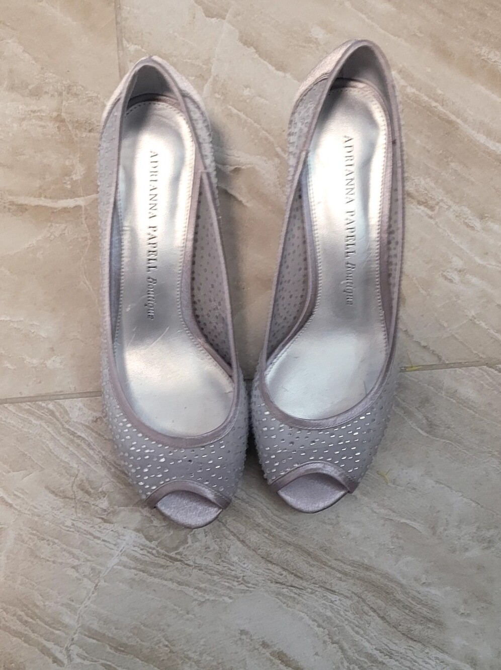 Papell Boutique Women's Pale Pink Peep-Toe Flats - Picture 1 of 5